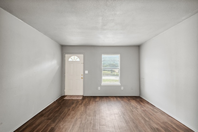 entrance foyer featuring dark hardwood / wood-style floors and a textured ceiling