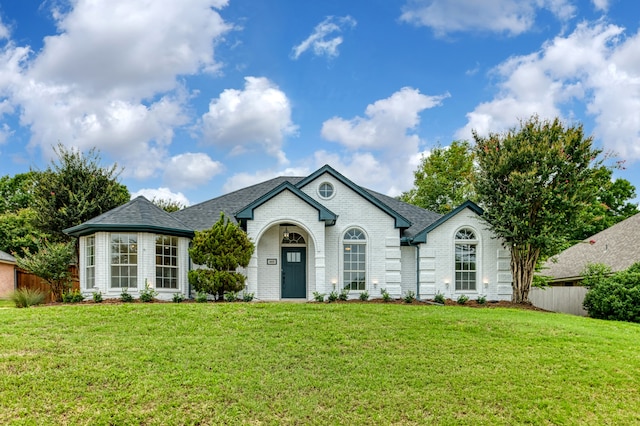 view of front of home featuring a front lawn