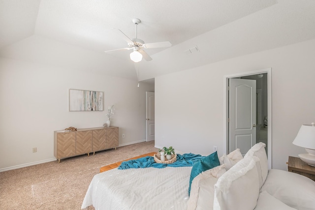 bedroom with lofted ceiling and ceiling fan