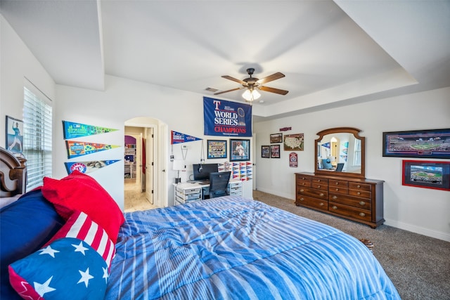 bedroom with carpet floors and ceiling fan