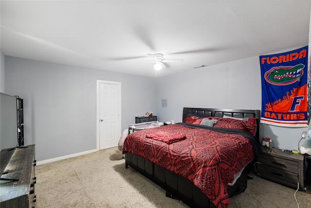 bedroom with carpet and ceiling fan