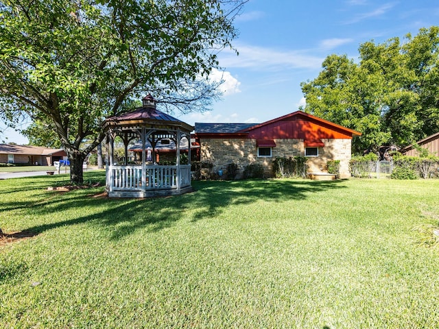 view of yard with a gazebo