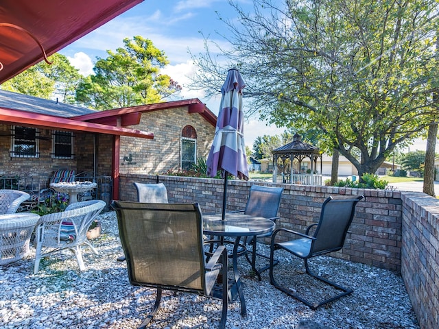 view of patio / terrace featuring a gazebo