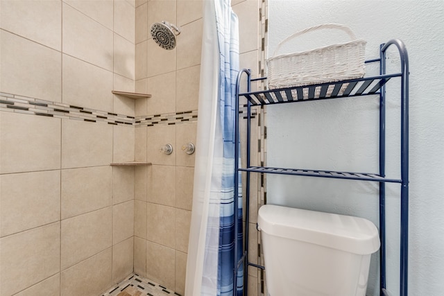 bathroom with walk in shower and toilet