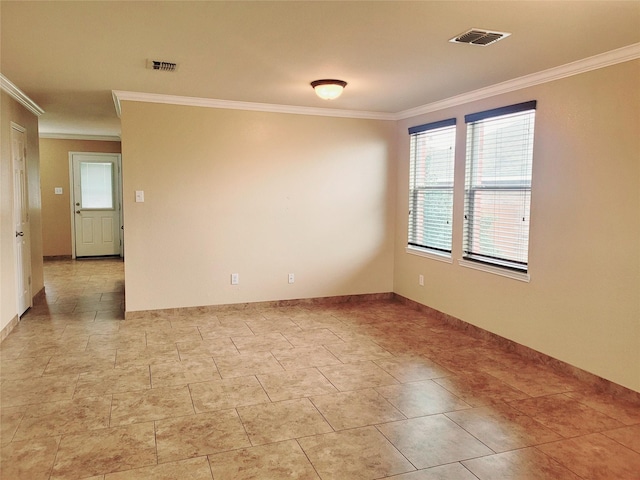 unfurnished room featuring ornamental molding