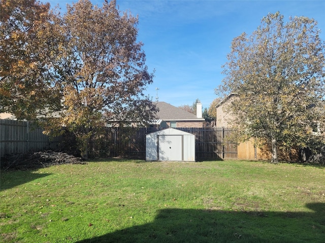 view of yard with a shed