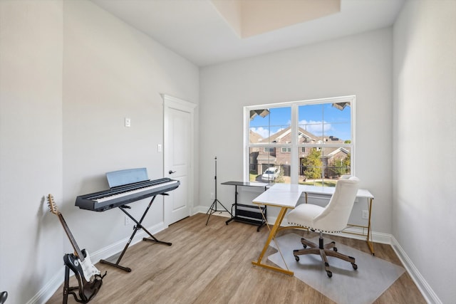 office space featuring light hardwood / wood-style floors