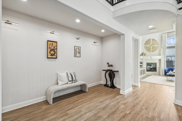 interior space with light hardwood / wood-style floors