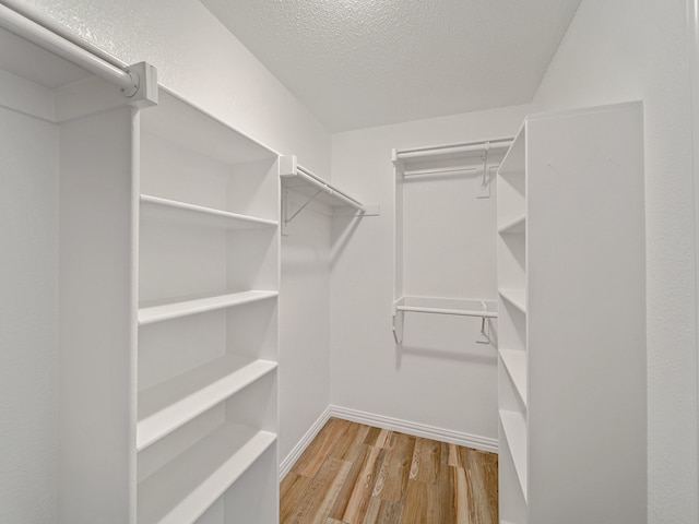 walk in closet featuring light hardwood / wood-style flooring