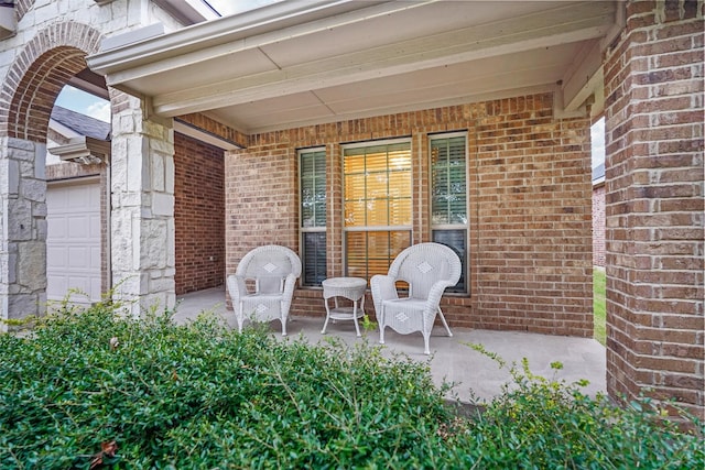 view of patio / terrace with a garage