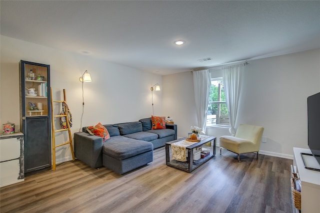 living room featuring hardwood / wood-style floors