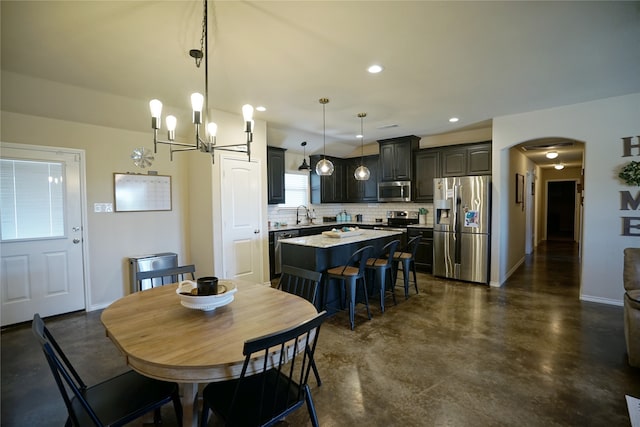 dining room featuring an inviting chandelier