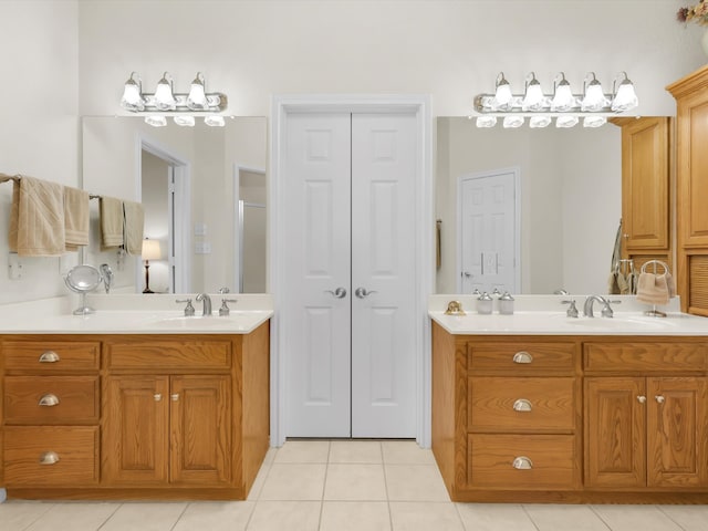 bathroom featuring vanity and tile patterned floors