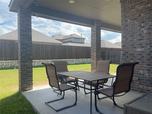 4111 Beamer Dr, Forney, TX 75126 - view of patio featuring a fenced backyard and outdoor dining area