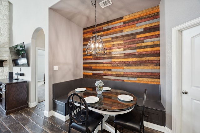 dining room with an inviting chandelier