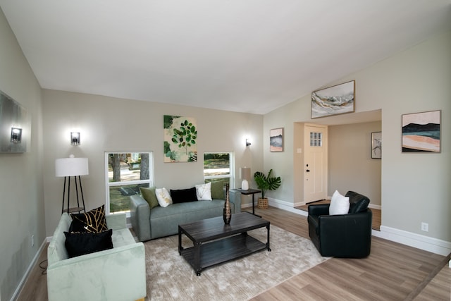 living room with light hardwood / wood-style floors