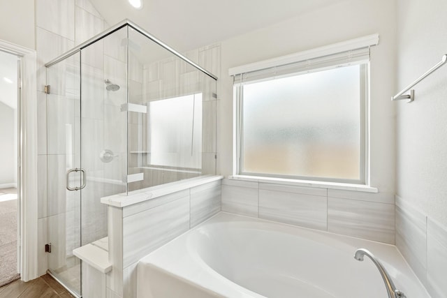 bathroom with plus walk in shower