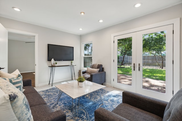 living room with french doors