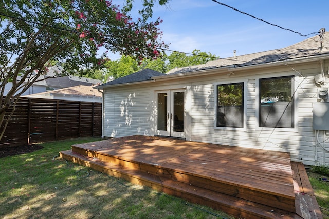 deck with a lawn