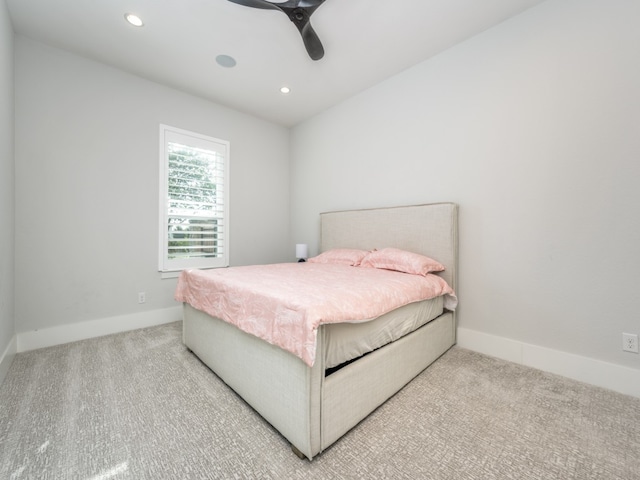 bedroom with carpet and ceiling fan