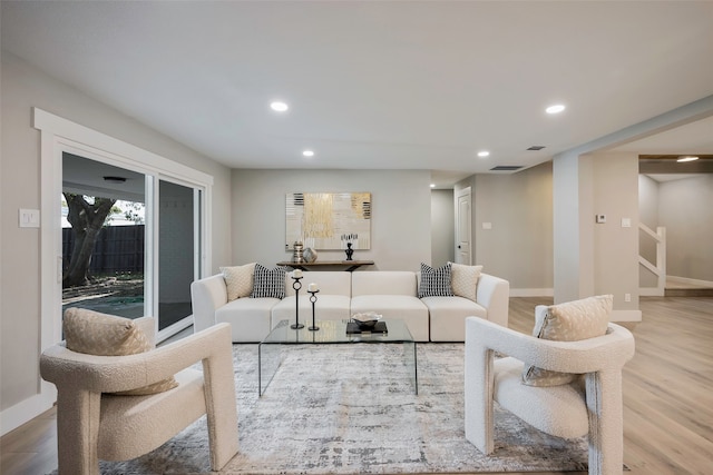 living room featuring wood-type flooring