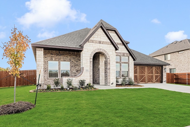 view of front of home featuring a front lawn