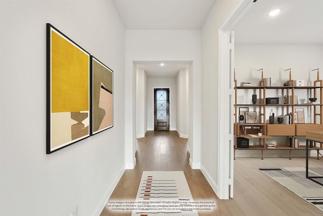 hall featuring light hardwood / wood-style floors