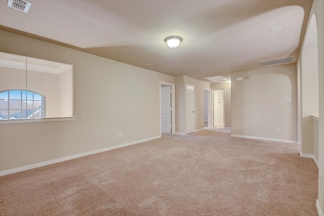 carpeted spare room featuring ornamental molding