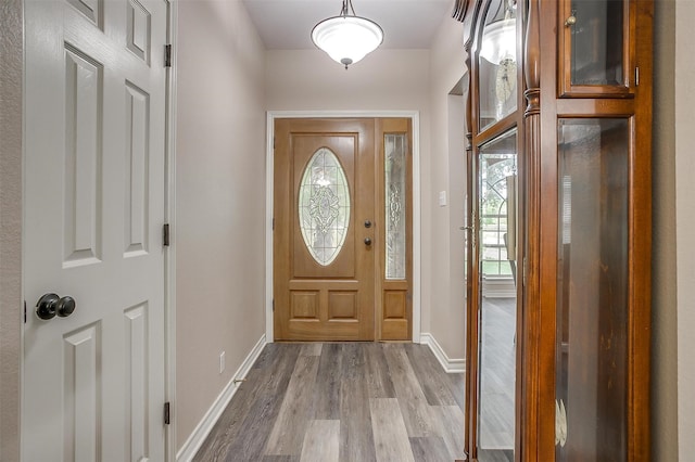 doorway to outside featuring light hardwood / wood-style flooring