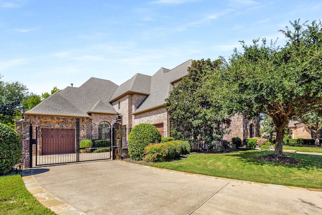 french country home featuring a front yard