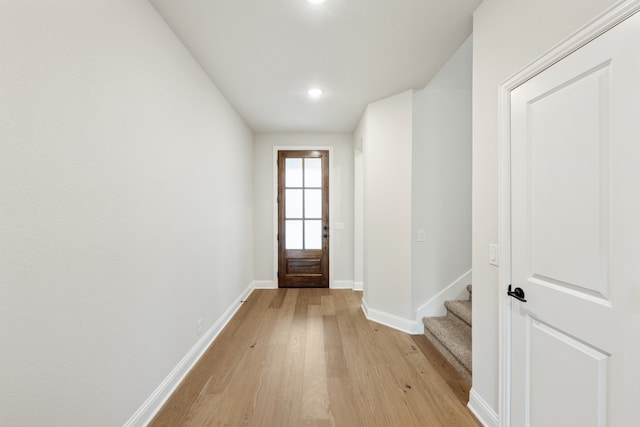 doorway featuring light wood-type flooring