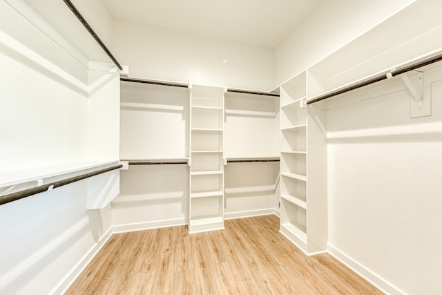 spacious closet with light hardwood / wood-style flooring