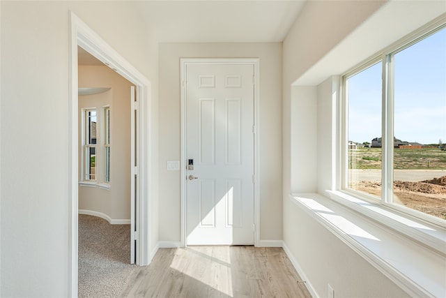 doorway with light hardwood / wood-style floors