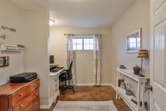 view of carpeted home office