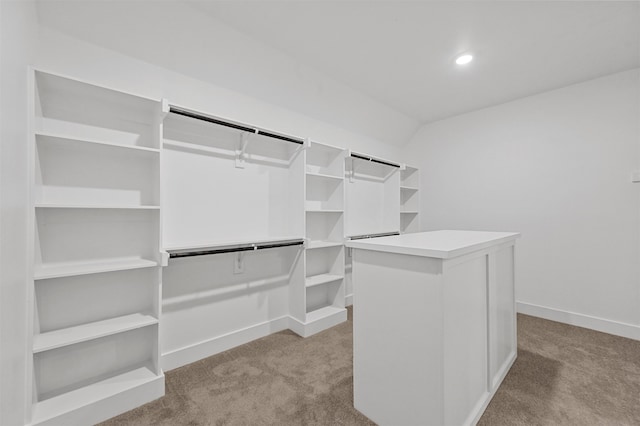 spacious closet with light carpet