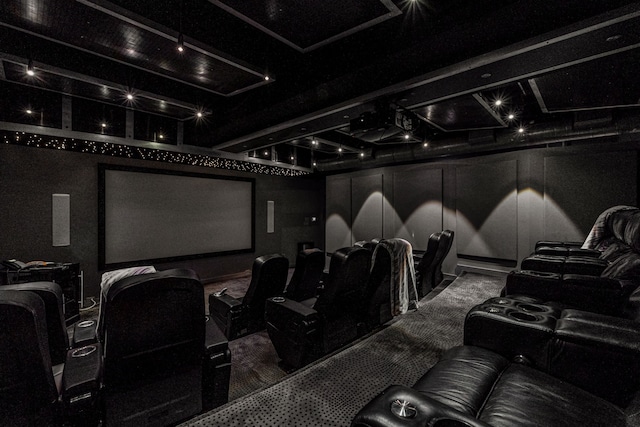 cinema featuring carpet flooring