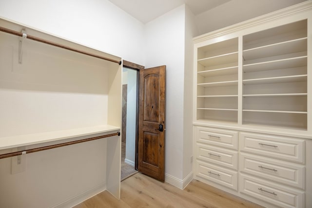 spacious closet with light wood-type flooring