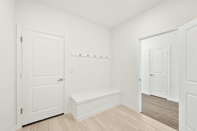 mudroom with light wood-type flooring