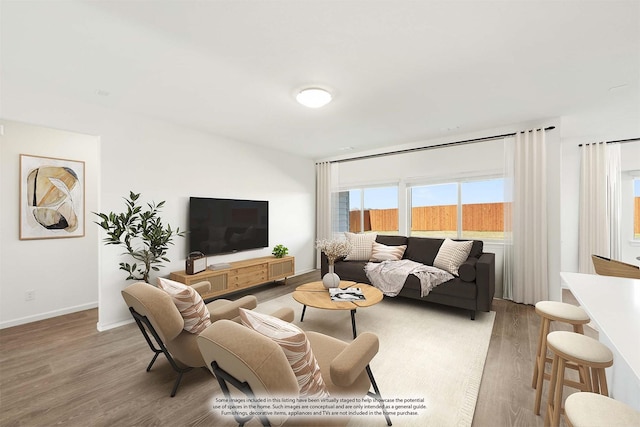 living room featuring light wood-type flooring