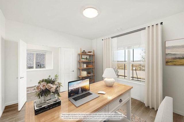 office space featuring hardwood / wood-style flooring