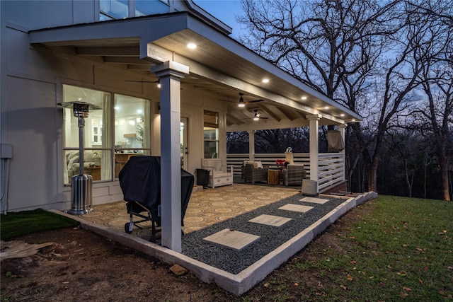 view of patio / terrace with ceiling fan