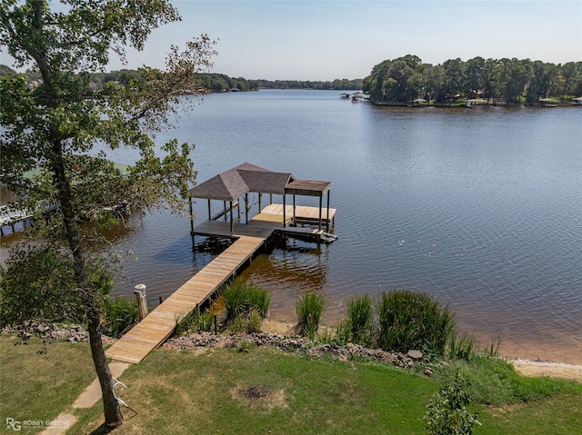 dock area featuring a water view