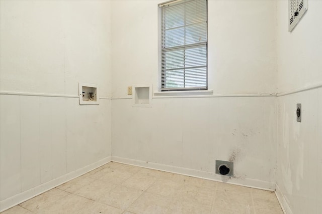 clothes washing area featuring washer hookup and electric dryer hookup