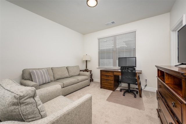 view of carpeted home office