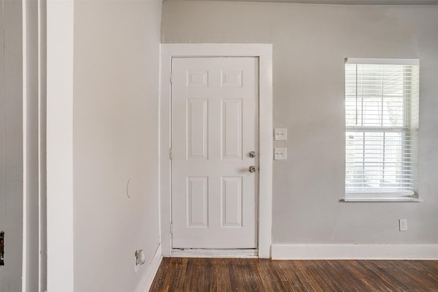 foyer entrance featuring dark hardwood / wood-style floors