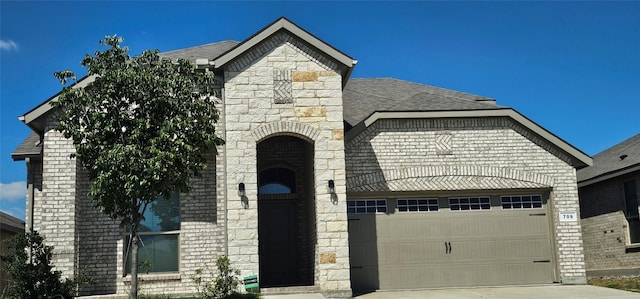 view of front of property with a garage