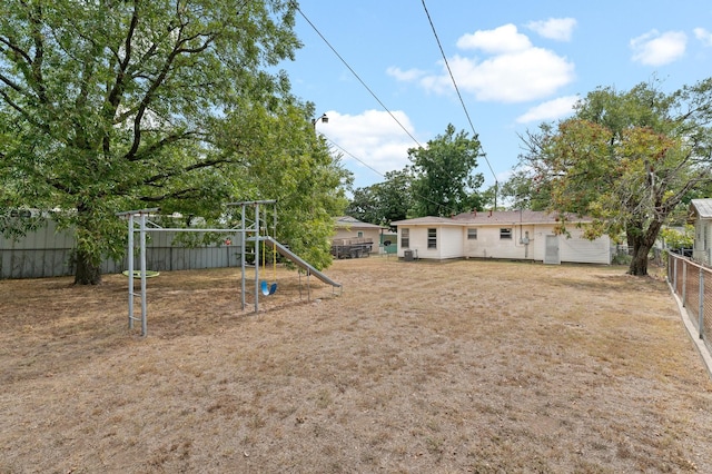 view of yard with a playground