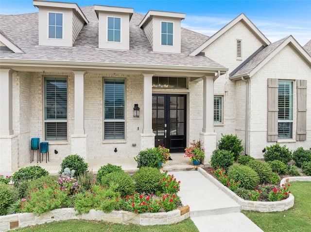 doorway to property featuring french doors