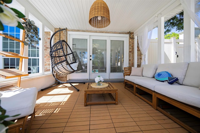 sunroom / solarium with wooden ceiling