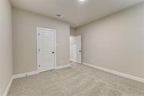 spare room featuring light colored carpet